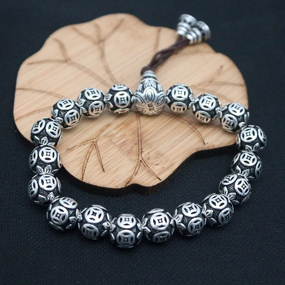 Real Pure 999 Fine Silver Men Lucky 10mm Carved Lotus Coin Round Beads Bracelet 51-52g
Real Pure 999 Fine Silver Men Lucky 10mm Carved Lotus Coin Round Beads Bracelet 51-52g