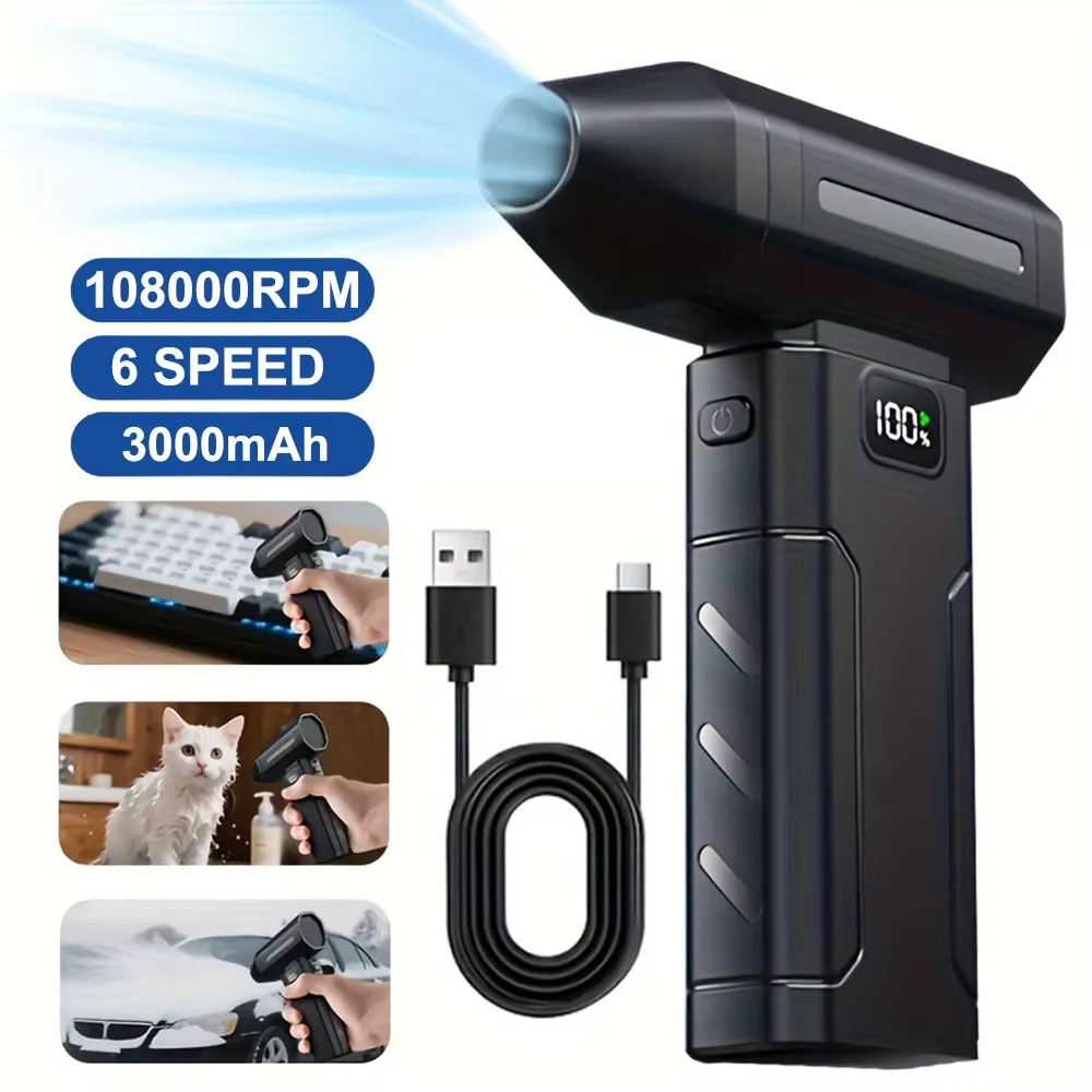 Electric Air Duster 450000RPM High Speed Turbo Jet Fan Rechargeable Compressed Air Blower Screen Display for Dust Snow Cleaning
Electric Air Duster 450000RPM High Speed Turbo Jet Fan Rechargeable Compressed Air Blower Screen Display for Dust Snow Cleaning