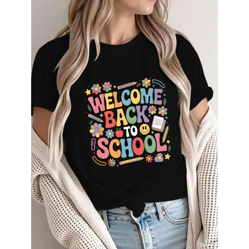 Teacher Back To School Shirt Women First Day Outfit Cute Letter Print Graphic Tee Gift For Educator Fall Fashion 2025
Teacher Back To School Shirt Women First Day Outfit Cute Letter Print Graphic Tee Gift For Educator Fall Fashion 2025