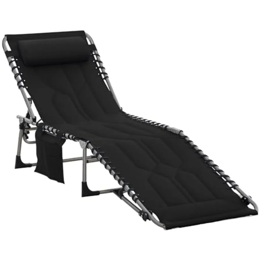 Padded Folding Chaise Lounge Chair Outdoor 6-Level Reclining Camping Tanning Chair with Headrest for Beach Yard Patio Pool Blac
Padded Folding Chaise Lounge Chair Outdoor 6-Level Reclining Camping Tanning Chair with Headrest for Beach Yard Patio Pool Blac