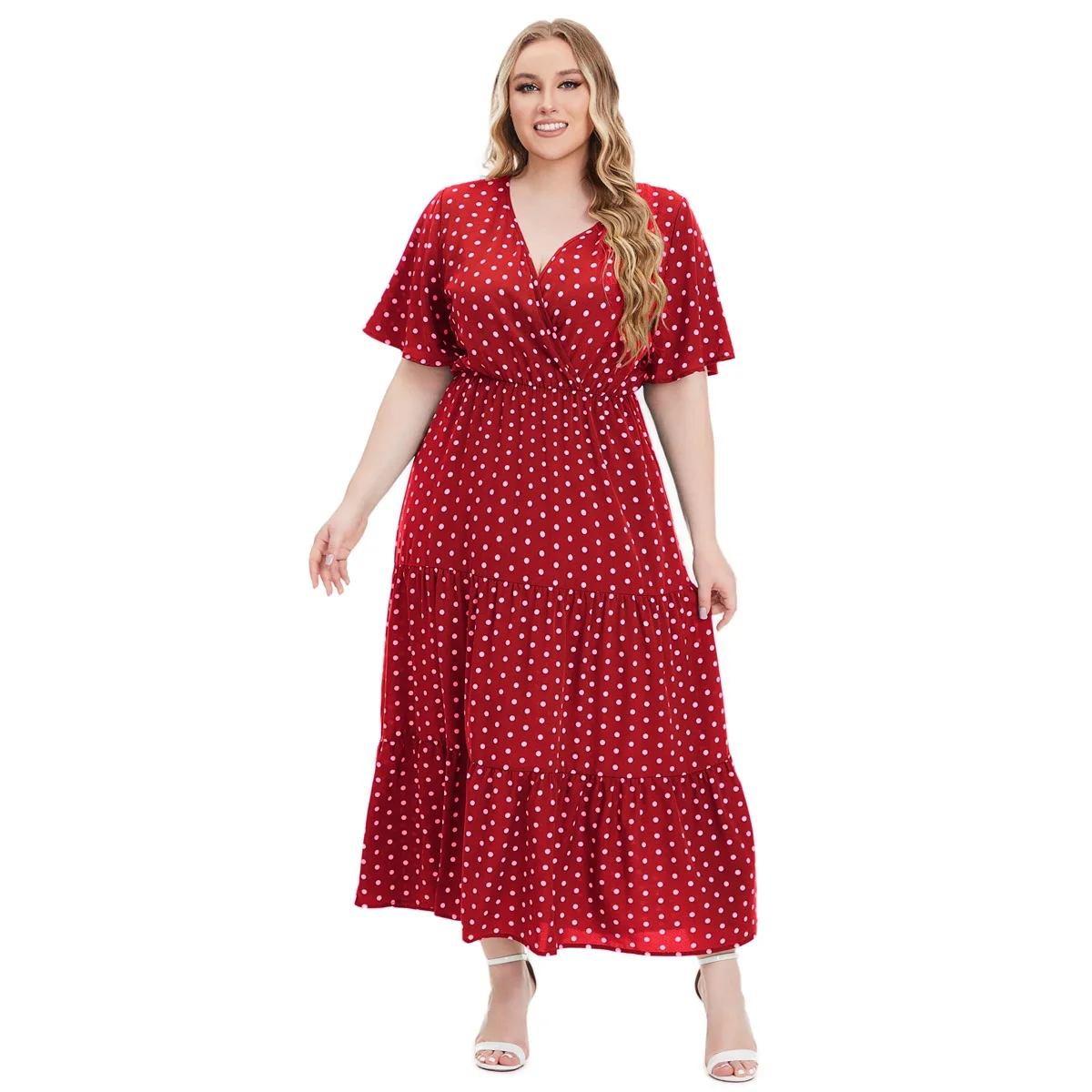 Elegant Vintage Polka Dot Dress For Women Big Size Clothes Summer New V-neck Short Sleeved Long Dress Casual Holiday Robe Femme
Elegant Vintage Polka Dot Dress For Women Big Size Clothes Summer New V-neck Short Sleeved Long Dress Casual Holiday Robe Femme