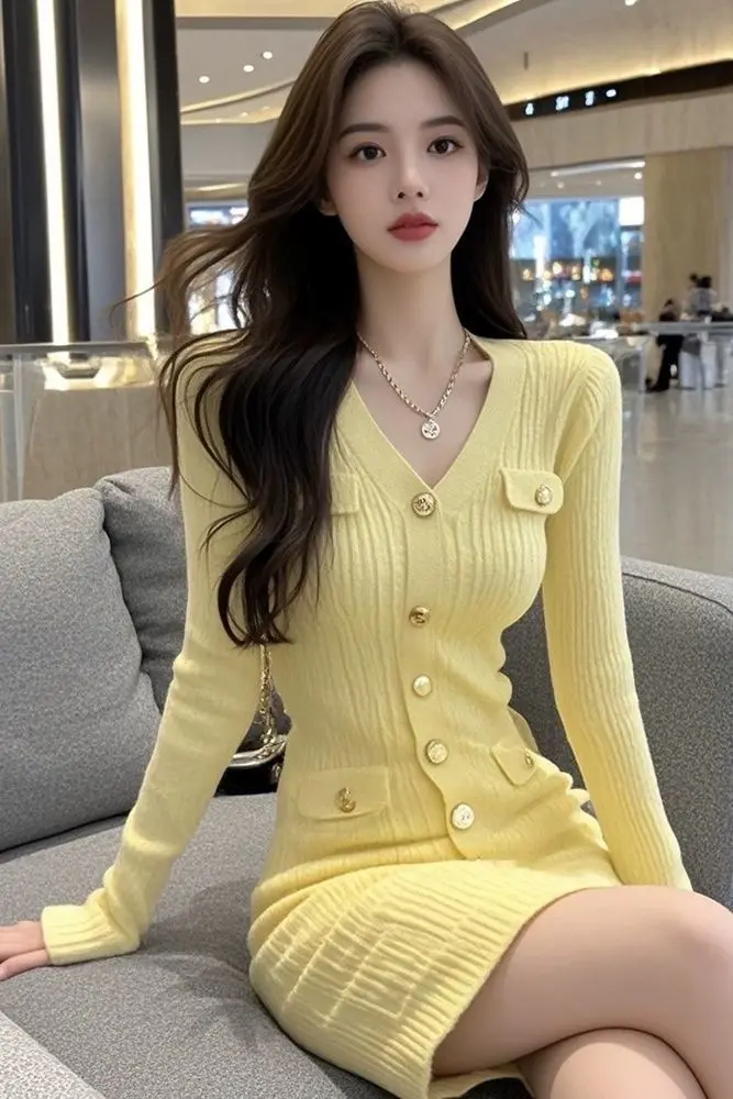 Spring Autumn Luxury Knitted Bodycon Dress Women Sexy & Elegant French Chic Long Sleeve Mini Dress Slim Fit Office Party Outfit 
Spring Autumn Luxury Knitted Bodycon Dress Women Sexy & Elegant French Chic Long Sleeve Mini Dress Slim Fit Office Party Outfit