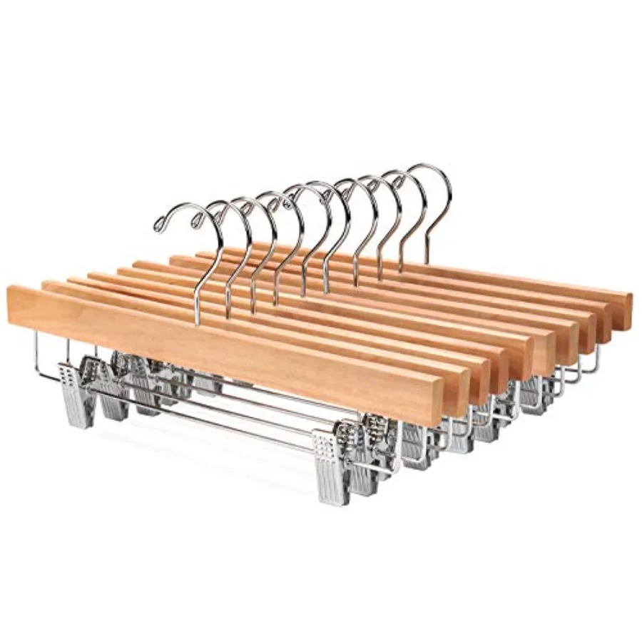 Solid Lotus Wood Deluxe Wooden Pants Hangers Bottom Hanger Jeans Hanger Skirt Hanger with 2-Adjustable Clips Anti-Rust Hook Pac
Solid Lotus Wood Deluxe Wooden Pants Hangers Bottom Hanger Jeans Hanger Skirt Hanger with 2-Adjustable Clips Anti-Rust Hook Pac