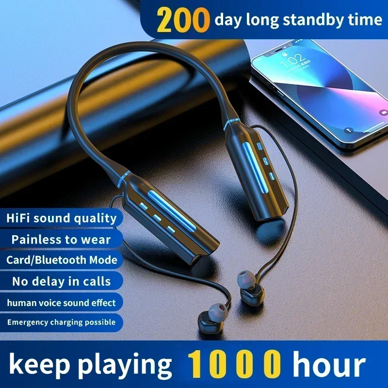 Wireless Headphones1000 Hours Playback Neckband Earphone Bluetooth Bass Headset Sports Waterproof Earplugs Can Be As Power Bank
Wireless Headphones1000 Hours Playback Neckband Earphone Bluetooth Bass Headset Sports Waterproof Earplugs Can Be As Power Bank