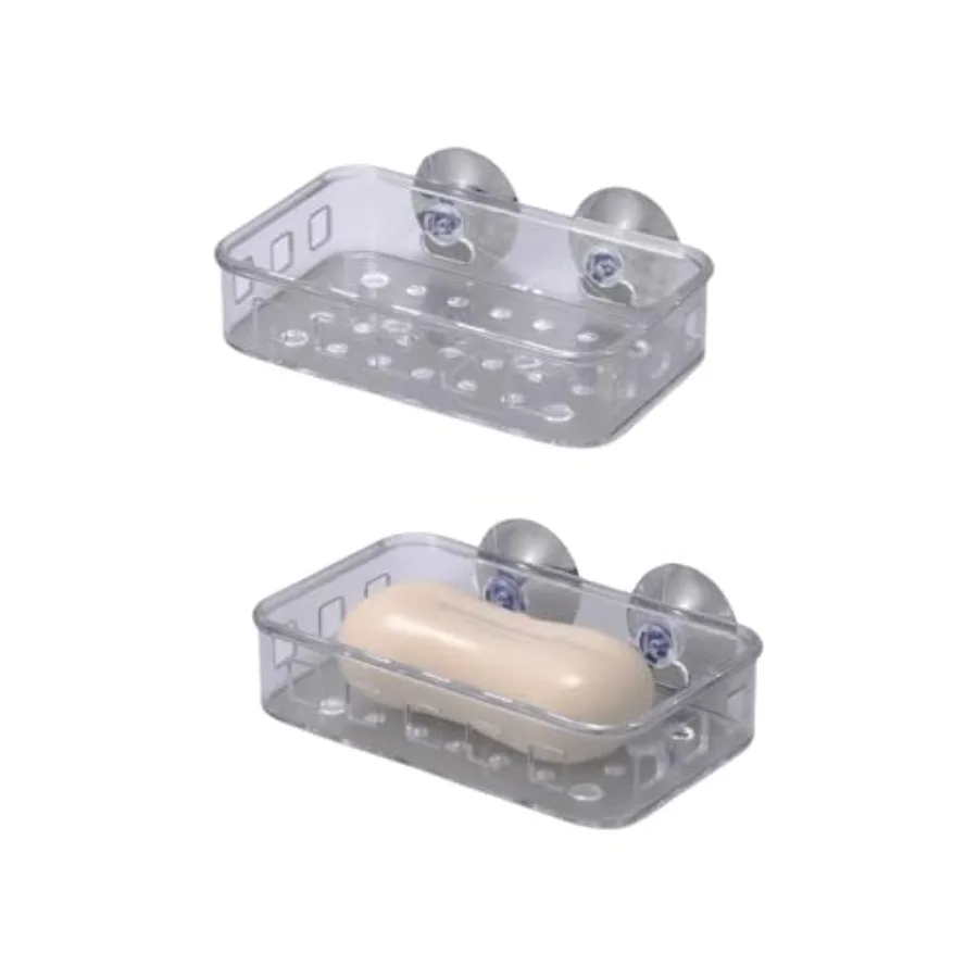 2 Pcs Suction Cup Soap Dish Holder, Multi-Purpose Wall Suction Plastic Soap Box Strong Bearing Capacity NO-Drilling for Bathroo
2 Pcs Suction Cup Soap Dish Holder, Multi-Purpose Wall Suction Plastic Soap Box Strong Bearing Capacity NO-Drilling for Bathroo