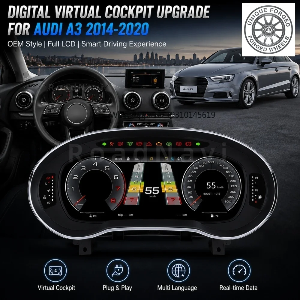 26style BC RoadNavi Car Auto Speedometer for Audi A3 2014-2020 LCD Digital Cluster Car Upgrade Dashboard Instrument
26style BC RoadNavi Car Auto Speedometer for Audi A3 2014-2020 LCD Digital Cluster Car Upgrade Dashboard Instrument
