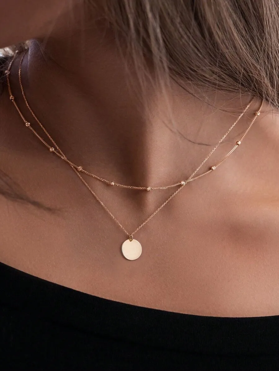 Double Layer Disc Pendant Necklace With Beads For Women
Double Layer Disc Pendant Necklace With Beads For Women