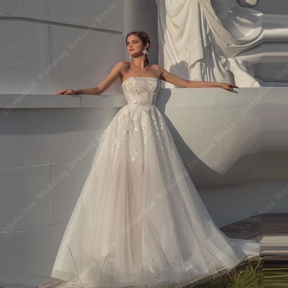 2025 Elegant Sleeveless Women Bride Gowns Sweetheart Collar Wedding Dresses Party Mopping Length Vestidos De Novias Customized
2025 Elegant Sleeveless Women Bride Gowns Sweetheart Collar Wedding Dresses Party Mopping Length Vestidos De Novias Customized