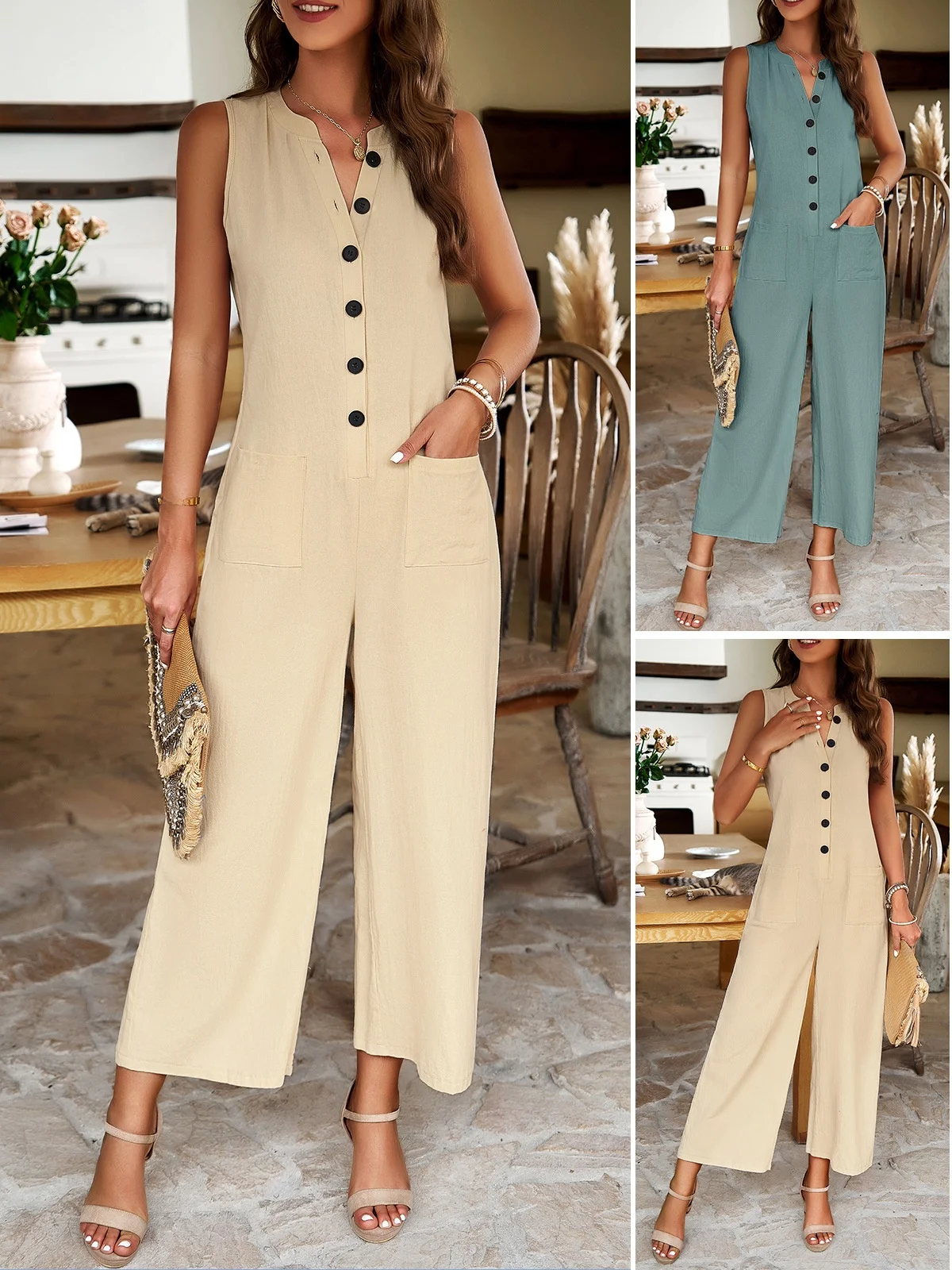 Color Buckled Sleeveless Wide Leg Jumpsuit High Waist Straight Cut Long Pants Street Style Summer Fashion Online Exclusive
Color Buckled Sleeveless Wide Leg Jumpsuit High Waist Straight Cut Long Pants Street Style Summer Fashion Online Exclusive