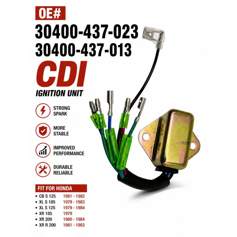 CDI Box 30400-437-013 30400-437-023 for Honda CB125S 1981-1982 XL125S XL185S XR185 XR200 1979-1984 Ignition Module Replacement
CDI Box 30400-437-013 30400-437-023 for Honda CB125S 1981-1982 XL125S XL185S XR185 XR200 1979-1984 Ignition Module Replacement