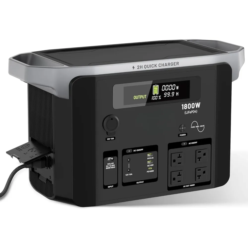 Portable Power Station 1800W (3600W Peak), 1536Wh LiFePO4 Battery Generator with 1800W AC & 100W USB-C Output, 2Hrs Fast Chargin
Portable Power Station 1800W (3600W Peak), 1536Wh LiFePO4 Battery Generator with 1800W AC & 100W USB-C Output, 2Hrs Fast Chargin