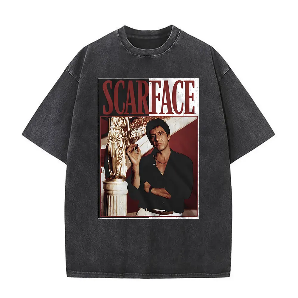 Washed Vintage Scarface Movie Al Pacino As Tony Montana Graphic T-shirts Men Women Rock Punk Tees Male Casual Oversized Tshirt
Washed Vintage Scarface Movie Al Pacino As Tony Montana Graphic T-shirts Men Women Rock Punk Tees Male Casual Oversized Tshirt
