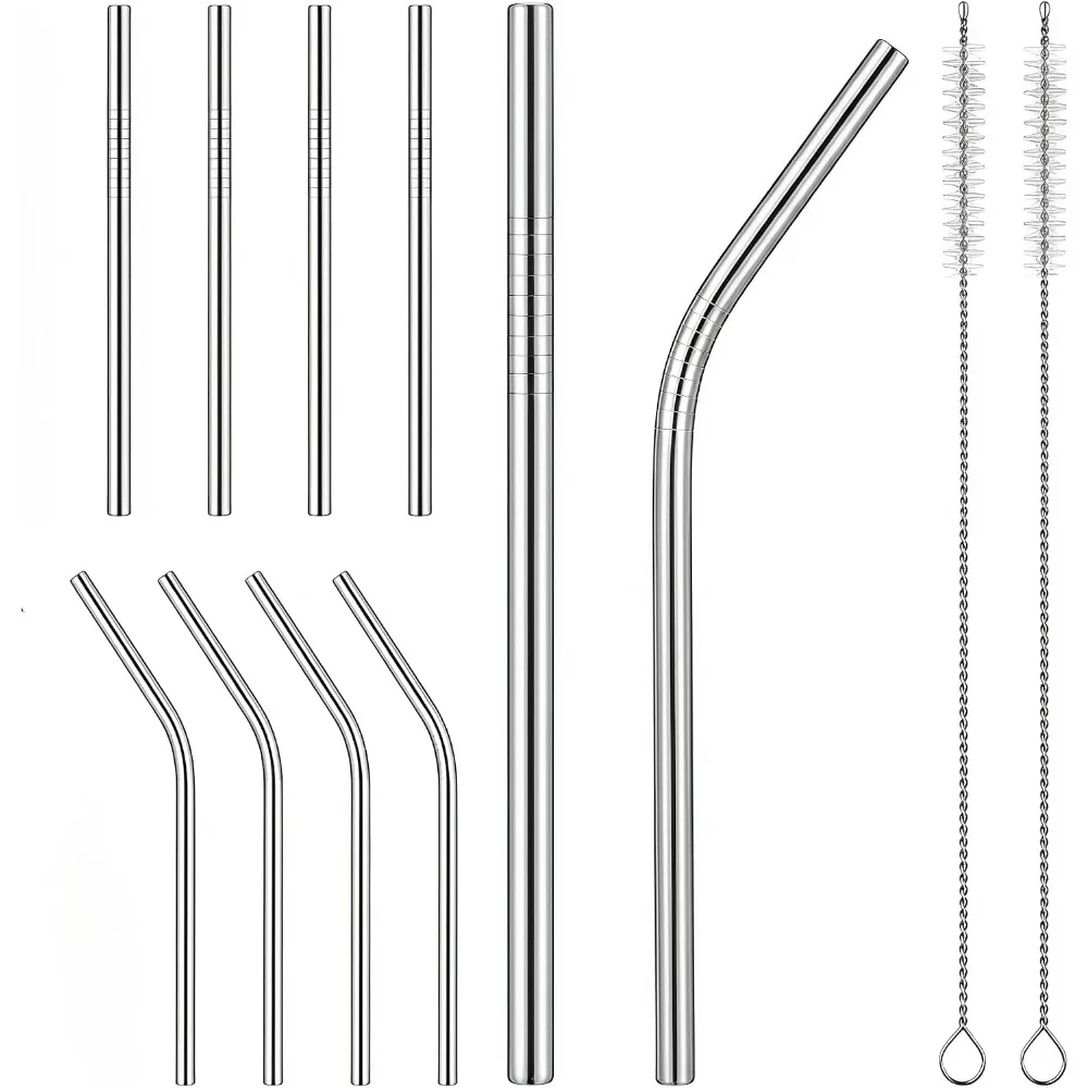 10 Pack Stainless Steel Straight & Bent Straws with Brushes, Storage Bag
10 Pack Stainless Steel Straight & Bent Straws with Brushes, Storage Bag