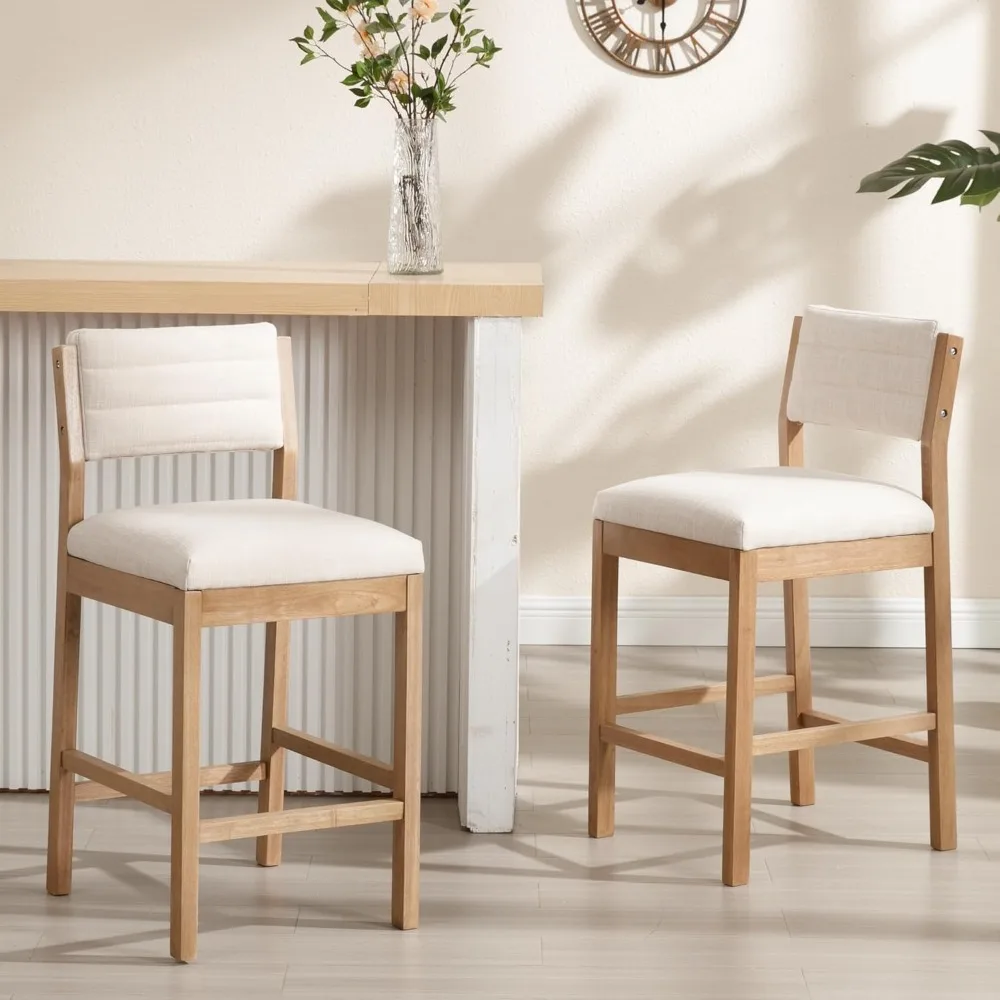 26” Counter Height Bar Stools Set of 2 Linen Upholstered Kitchen Island Stools with Back Mid Century Rectangle Wood Bar stools
26” Counter Height Bar Stools Set of 2 Linen Upholstered Kitchen Island Stools with Back Mid Century Rectangle Wood Bar stools