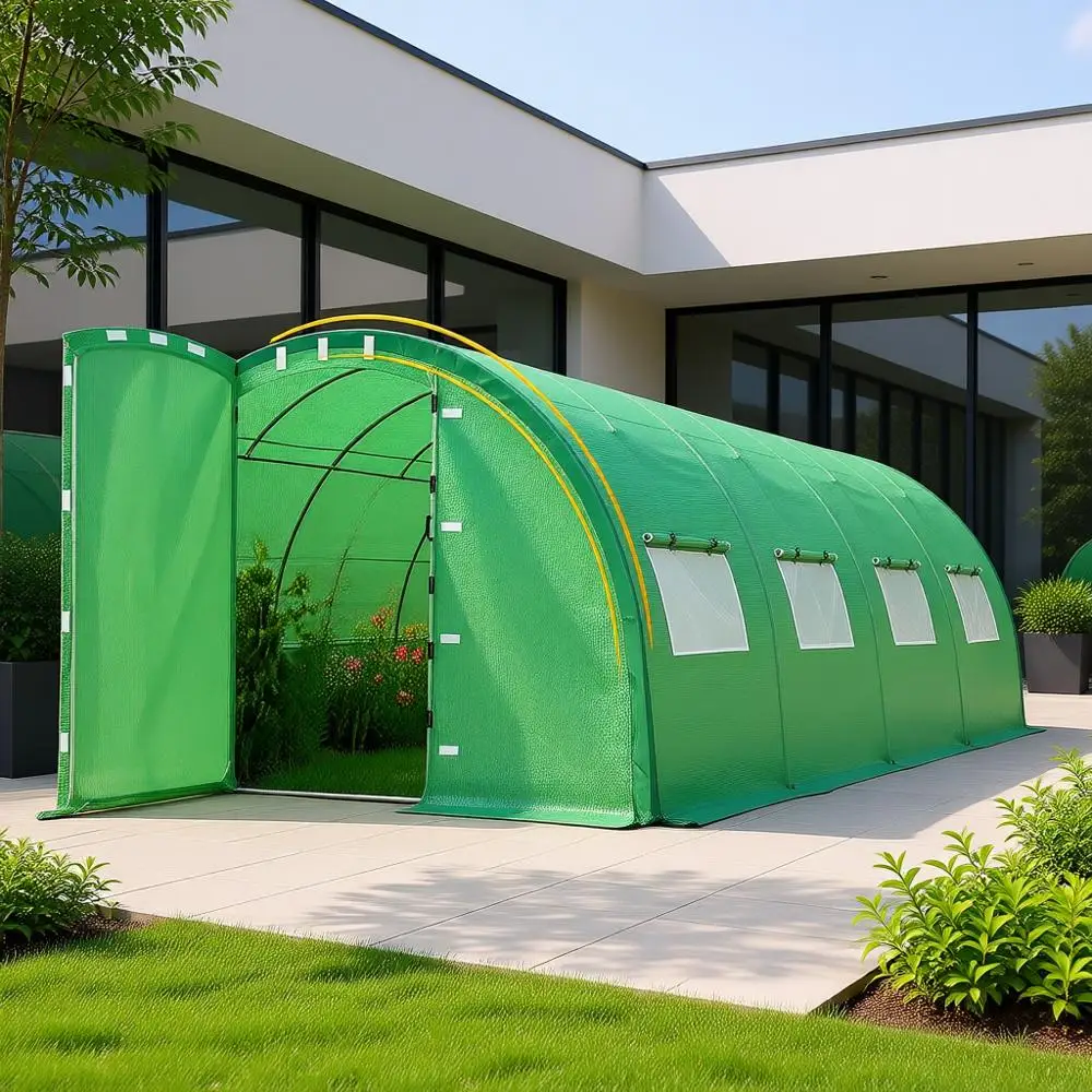 Большая уличная теплица с улучшенным обручем и полиэтиленовой крышкой, двусторонними окнами, 20x10x6,6 футов, зеленый
Большая уличная теплица с улучшенным обручем и полиэтиленовой крышкой, двусторонними окнами, 20x10x6,6 футов, зеленый