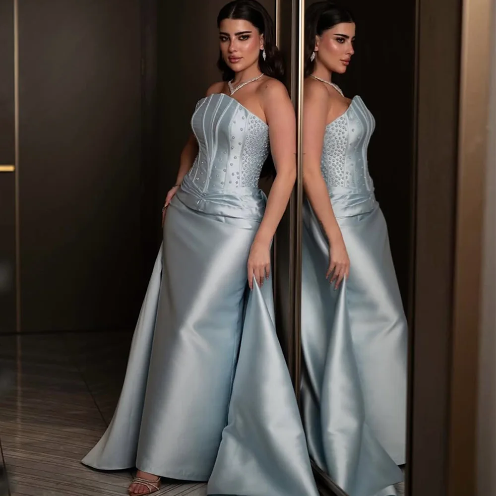 Elegant Mermaid Satin Evening Dress Customized Strapless Pearls Customized Vestido De Noche Charming Lace Up Back Prom Dresses
Elegant Mermaid Satin Evening Dress Customized Strapless Pearls Customized Vestido De Noche Charming Lace Up Back Prom Dresses