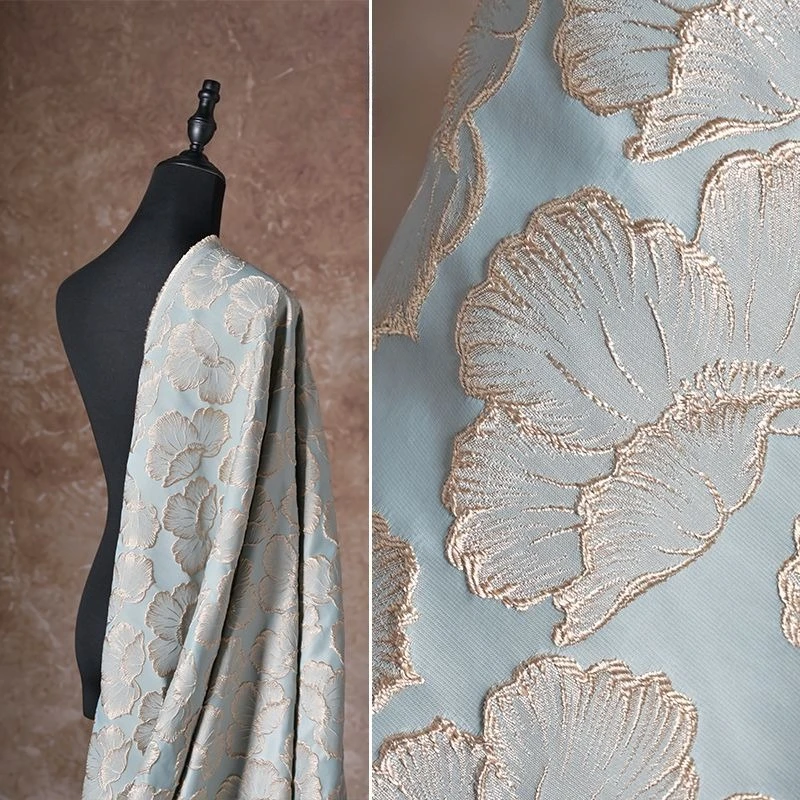 Blue and pink three-dimensional gold wire plum blossom relief texture embroidered fabric DIY Hanfu qipao skirt designer fabric
Blue and pink three-dimensional gold wire plum blossom relief texture embroidered fabric DIY Hanfu qipao skirt designer fabric