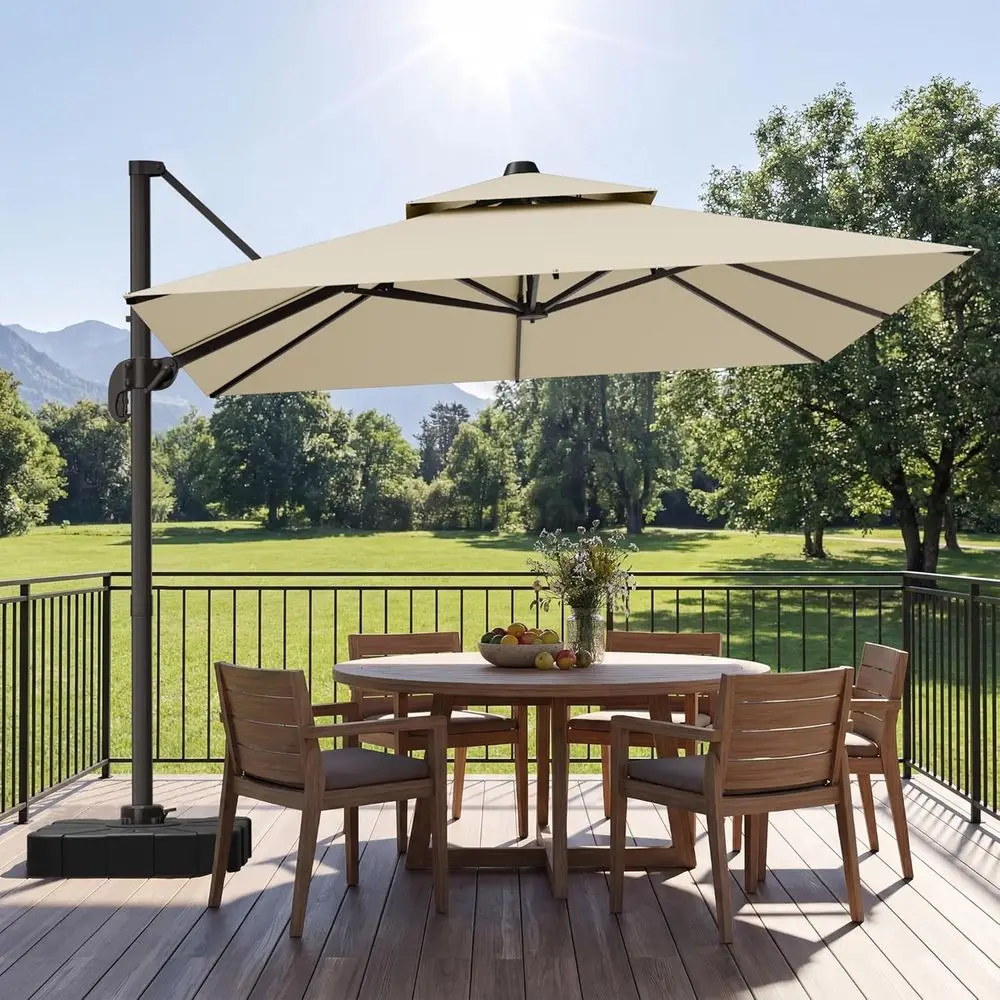 10X10 T Cantilever Umbrella with Base Included, Large Oset Patio Umbrella with Double Top, 6 Angle s & 360° Rotation, Large Squa
10X10 T Cantilever Umbrella with Base Included, Large Oset Patio Umbrella with Double Top, 6 Angle s & 360° Rotation, Large Squa