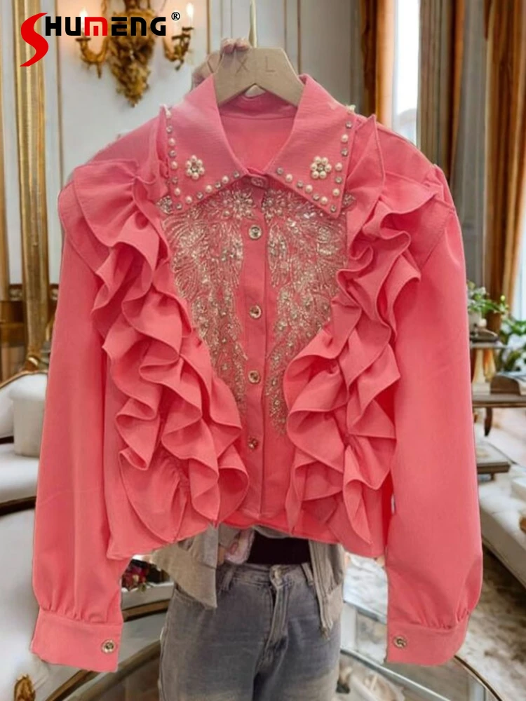 Women's 2025 Spring New Exquisite Shirt Pearl Lotus Leaf Edge Long Sleeve Shirts Fashion Trendy Girl Style Single-breasted Tops
Women's 2025 Spring New Exquisite Shirt Pearl Lotus Leaf Edge Long Sleeve Shirts Fashion Trendy Girl Style Single-breasted Tops