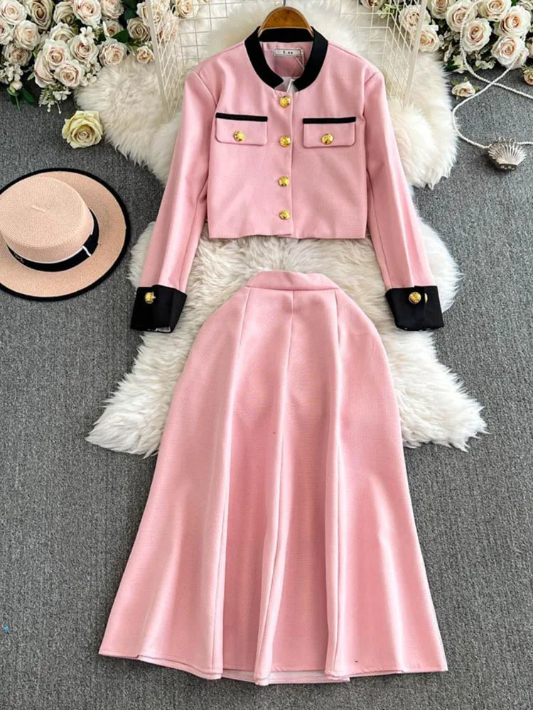 Small Fragrant Two Piece Skirt Women Long Sleeved Jacket Single breasted Coat Set of Two High Waist Slim A-line Skirt
Small Fragrant Two Piece Skirt Women Long Sleeved Jacket Single breasted Coat Set of Two High Waist Slim A-line Skirt