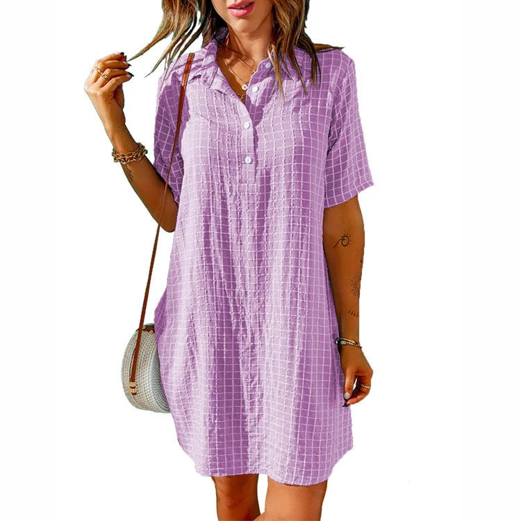 Summer New Irregular Loose and Comfortable Casual Plaid Pattern Collar Button Short Sleeved Shirt Dress for Women
Summer New Irregular Loose and Comfortable Casual Plaid Pattern Collar Button Short Sleeved Shirt Dress for Women