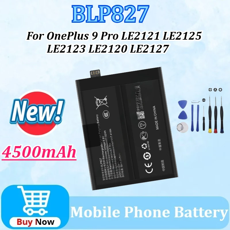 BLP827 4500mAh Battery for OnePlus 9 Pro/1+9Pro LE2121 LE2125 LE2123 LE2120 LE2127 with Repair Tools Kit Battery with Tools 
BLP827 4500mAh Battery for OnePlus 9 Pro/1+9Pro LE2121 LE2125 LE2123 LE2120 LE2127 with Repair Tools Kit Battery with Tools