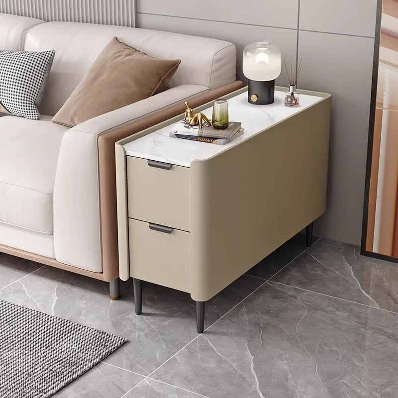 Modern Minimalist Sofa Side Cabinet with Drawers Wooden White Rock Board Edge Table Leather & Metal Living Room Storage
Modern Minimalist Sofa Side Cabinet with Drawers Wooden White Rock Board Edge Table Leather & Metal Living Room Storage