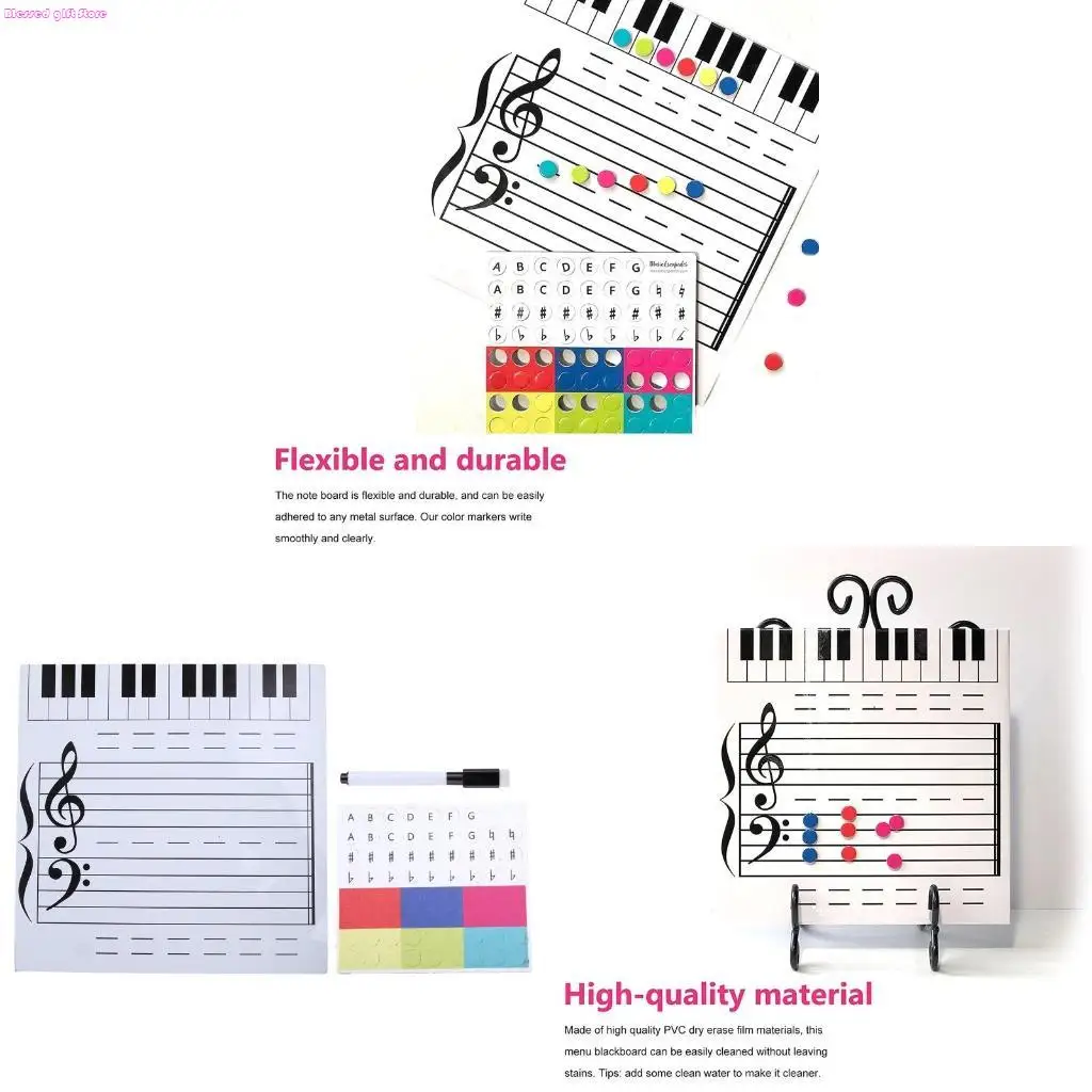 D0JC Erasable Music Notes Board Learning Board Music Score Education Combo Set Teaching Props for Music Classroom
