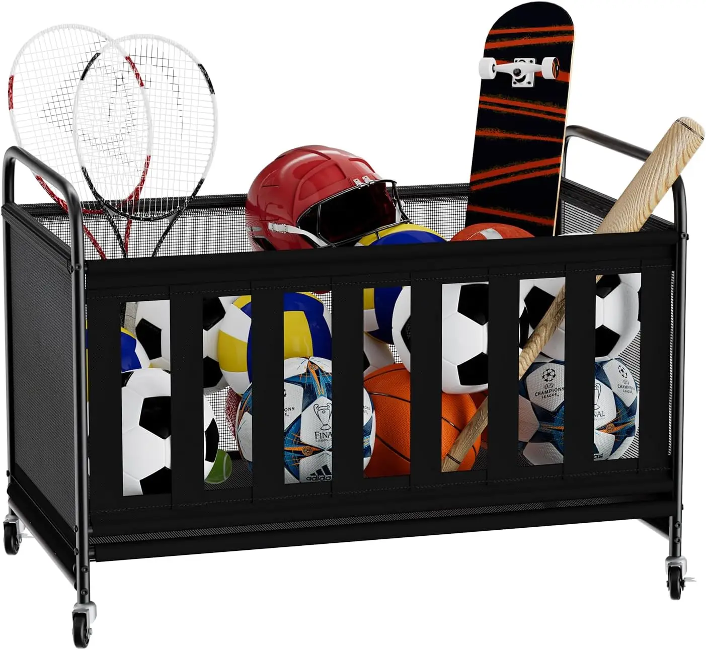 Large Wheeled Ball Storage Bin for Garage, Organizes Sports Equipment Like Volleyball, Basketball, Soccer
Large Wheeled Ball Storage Bin for Garage, Organizes Sports Equipment Like Volleyball, Basketball, Soccer