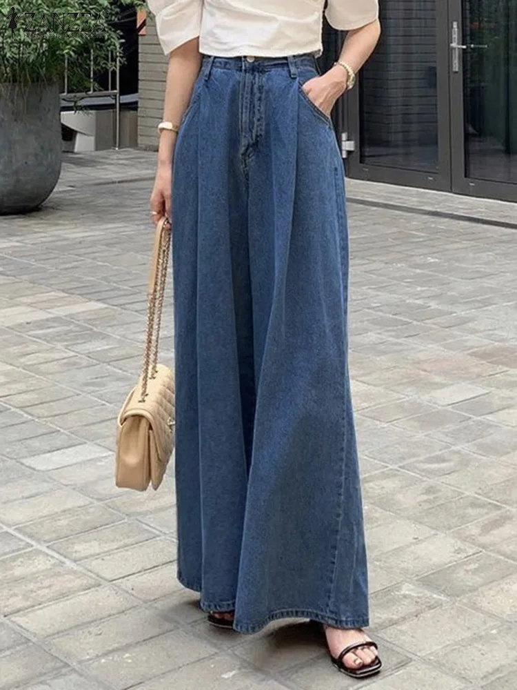Vintage High Waist Solid Loose Wide Leg Trousers Casual Denim Long Pantalon Holiday Streetwear ZANZEA Fashion Women Jeans Pants
Vintage High Waist Solid Loose Wide Leg Trousers Casual Denim Long Pantalon Holiday Streetwear ZANZEA Fashion Women Jeans Pants