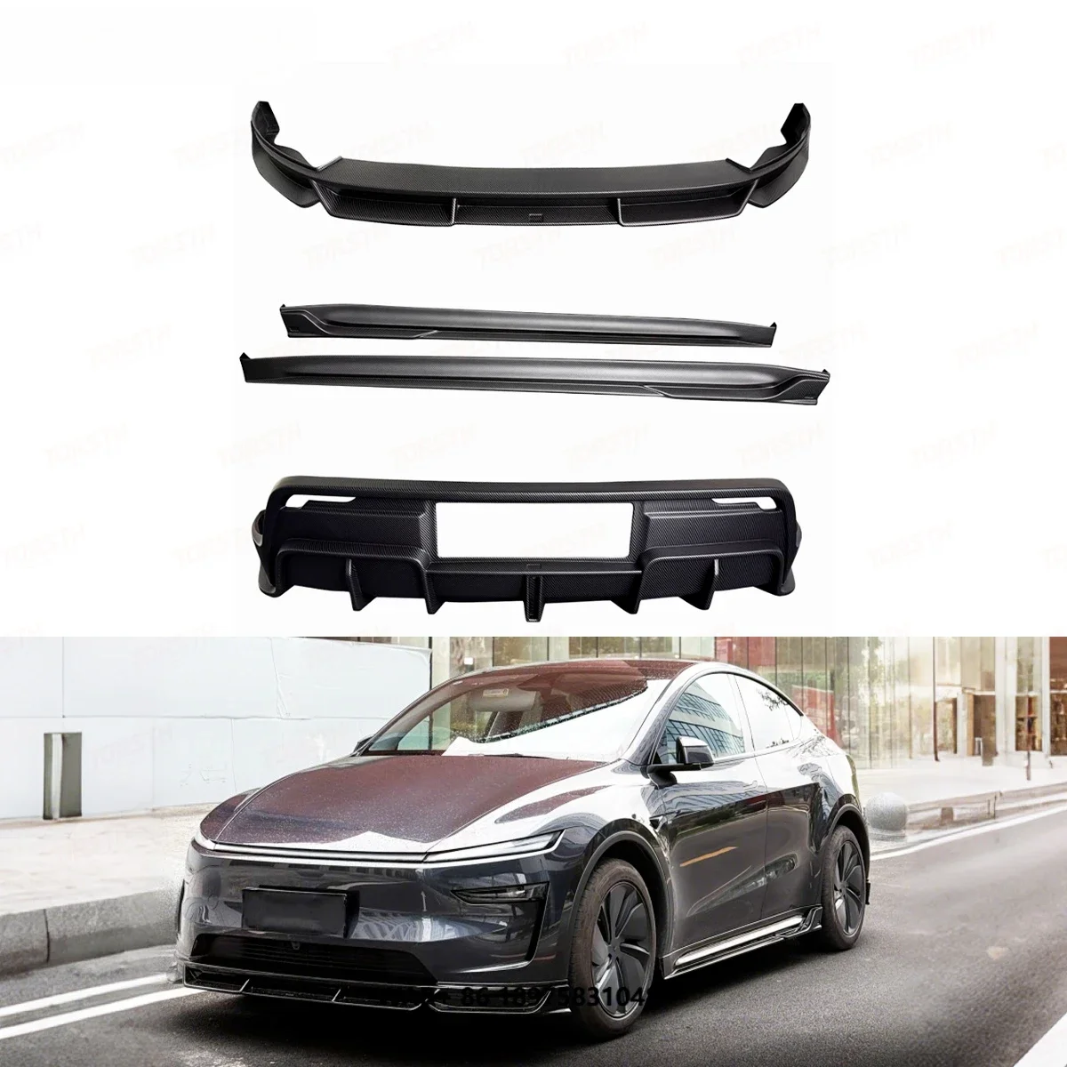 2025 + Model Y ABS Sport Body Kit Juniper AE Style Front Lip Side Skirt Rear Diffuser Upgraded Bumper Condition New
2025 + Model Y ABS Sport Body Kit Juniper AE Style Front Lip Side Skirt Rear Diffuser Upgraded Bumper Condition New