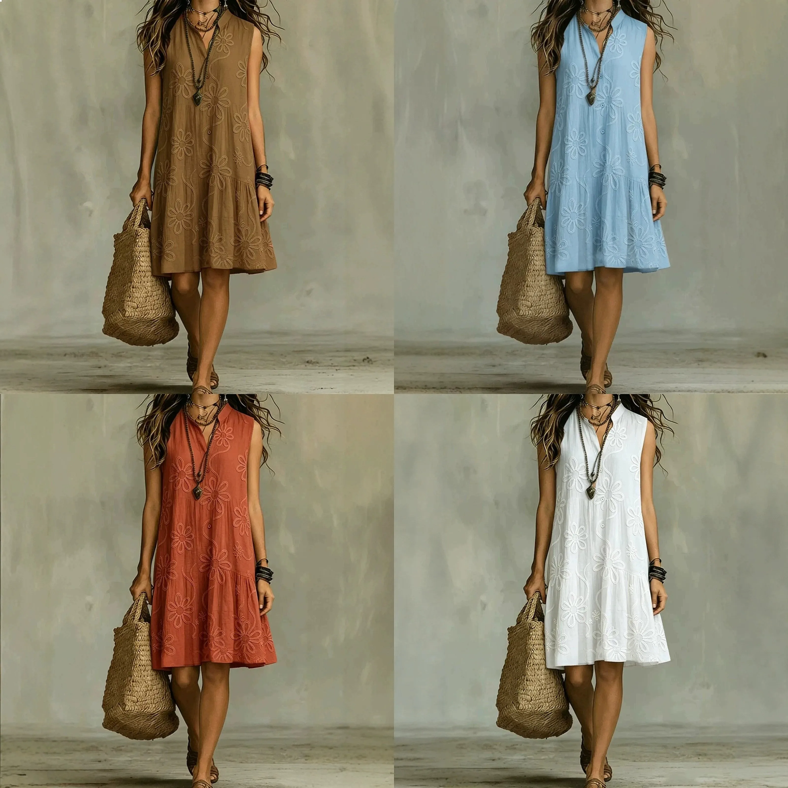 Plain V Neck Sleeveless Tank Dress, Solid Color Summer Dresses for Women, Casual Vest Dresses
Plain V Neck Sleeveless Tank Dress, Solid Color Summer Dresses for Women, Casual Vest Dresses
