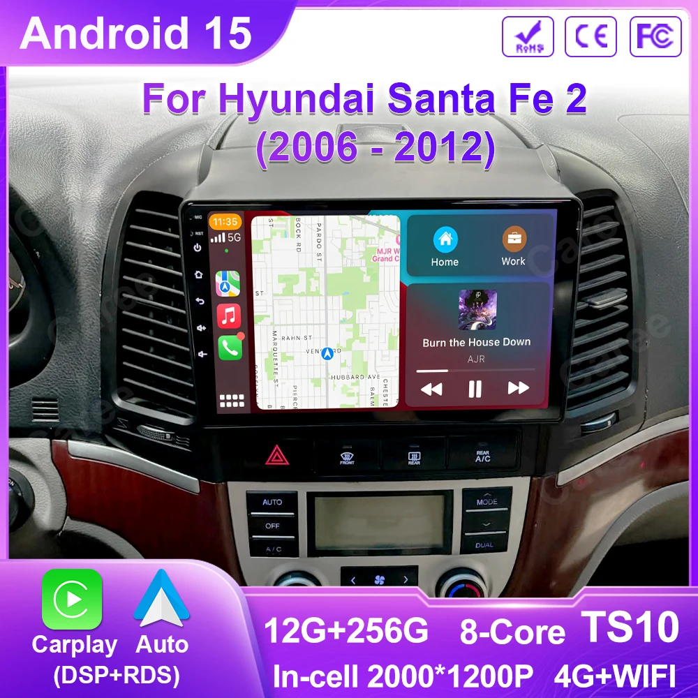 Android 15 Carplay Auto For Hyundai Santa Fe 2 2006 2007 2008 2009 2010 2011 2012 Car Radio Multimedia Player Stereo 4G WIFI BT
Android 15 Carplay Auto For Hyundai Santa Fe 2 2006 2007 2008 2009 2010 2011 2012 Car Radio Multimedia Player Stereo 4G WIFI BT
