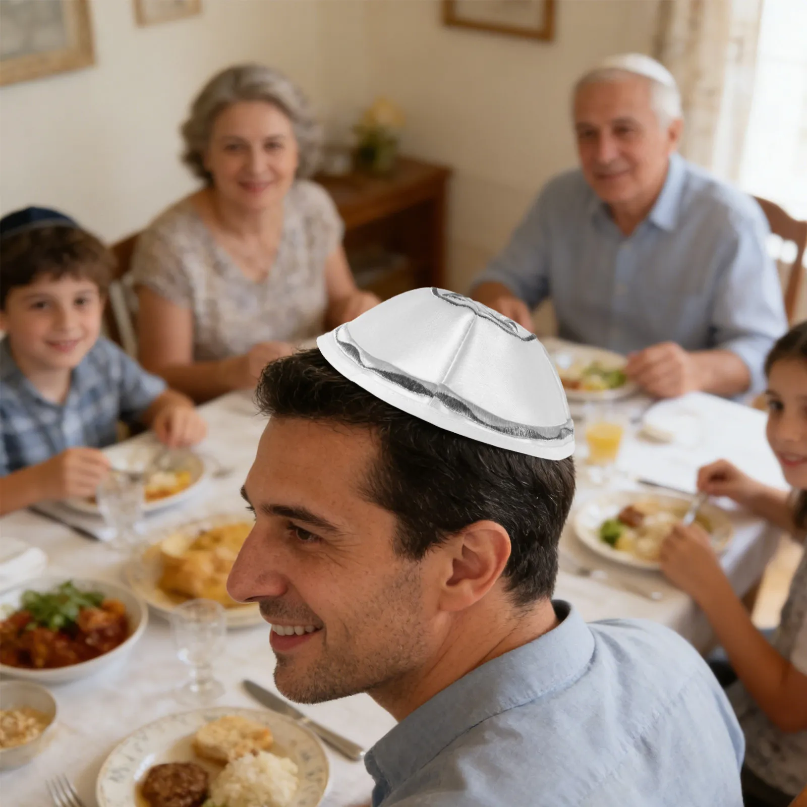 White Satin Kippah Embroidered Star of David Yarmulke Prayer Cap for Men Traditional Silk for Festivals Ceremonial
White Satin Kippah Embroidered Star of David Yarmulke Prayer Cap for Men Traditional Silk for Festivals Ceremonial