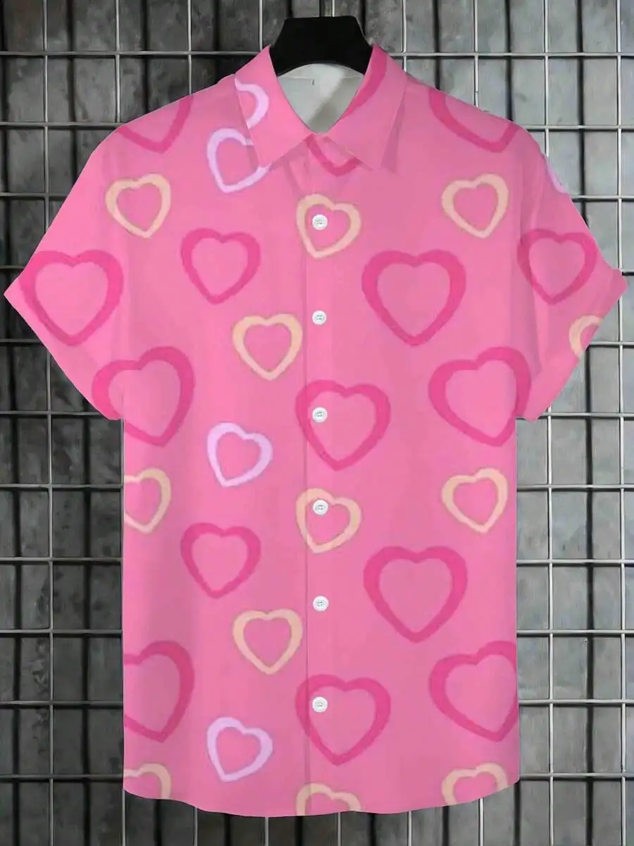 Pink Heart Print Hawaiian Shirt Men Short Sleeve Casual Button Down Summer Shirt
Pink Heart Print Hawaiian Shirt Men Short Sleeve Casual Button Down Summer Shirt