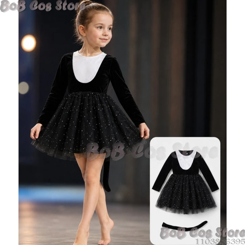 Black Dress Black Lace Dress Tail Child Training Suit 110-160CM Ballet Dance Cosplay Christmas Girls Stage Performance Uniform
Black Dress Black Lace Dress Tail Child Training Suit 110-160CM Ballet Dance Cosplay Christmas Girls Stage Performance Uniform