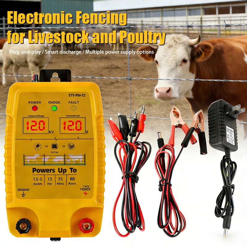 12V Electric Fence Energizer Pulse Transformer Controller For Horse Pig Cattle Sheep Livestock Animals with Alarm Protection
12V Electric Fence Energizer Pulse Transformer Controller For Horse Pig Cattle Sheep Livestock Animals with Alarm Protection