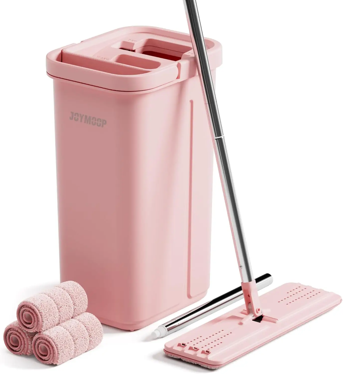 Pink Mop and Bucket Set with Wringer, 3 Microfiber Pads, Self-Cleaning System for Floors and Walls
Pink Mop and Bucket Set with Wringer, 3 Microfiber Pads, Self-Cleaning System for Floors and Walls