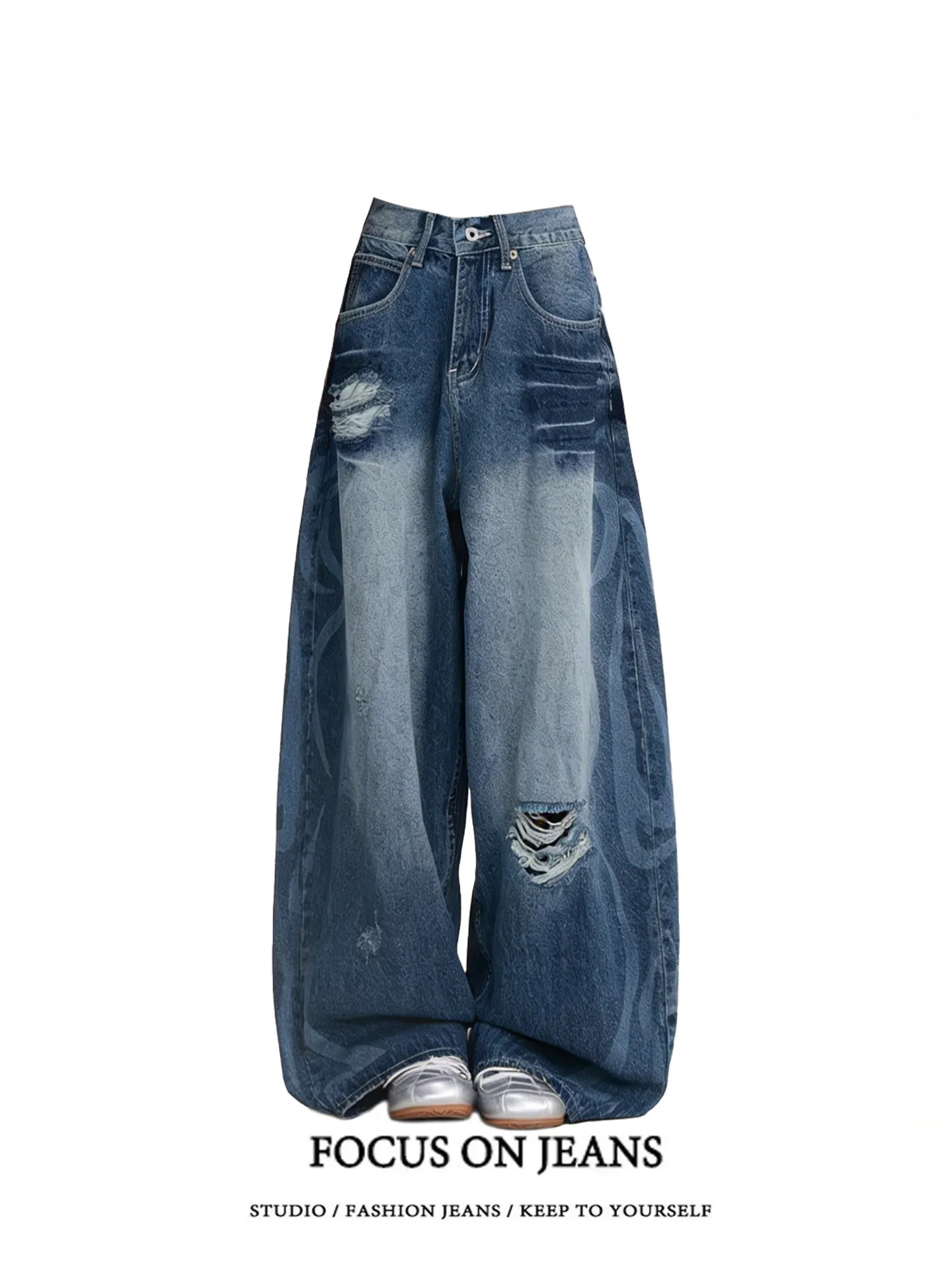 American Style Vintage Hole Knife Jeans Loose Extended Wide Leg Pants for Men And Women Spring New Arrival High Waist Denim
American Style Vintage Hole Knife Jeans Loose Extended Wide Leg Pants for Men And Women Spring New Arrival High Waist Denim