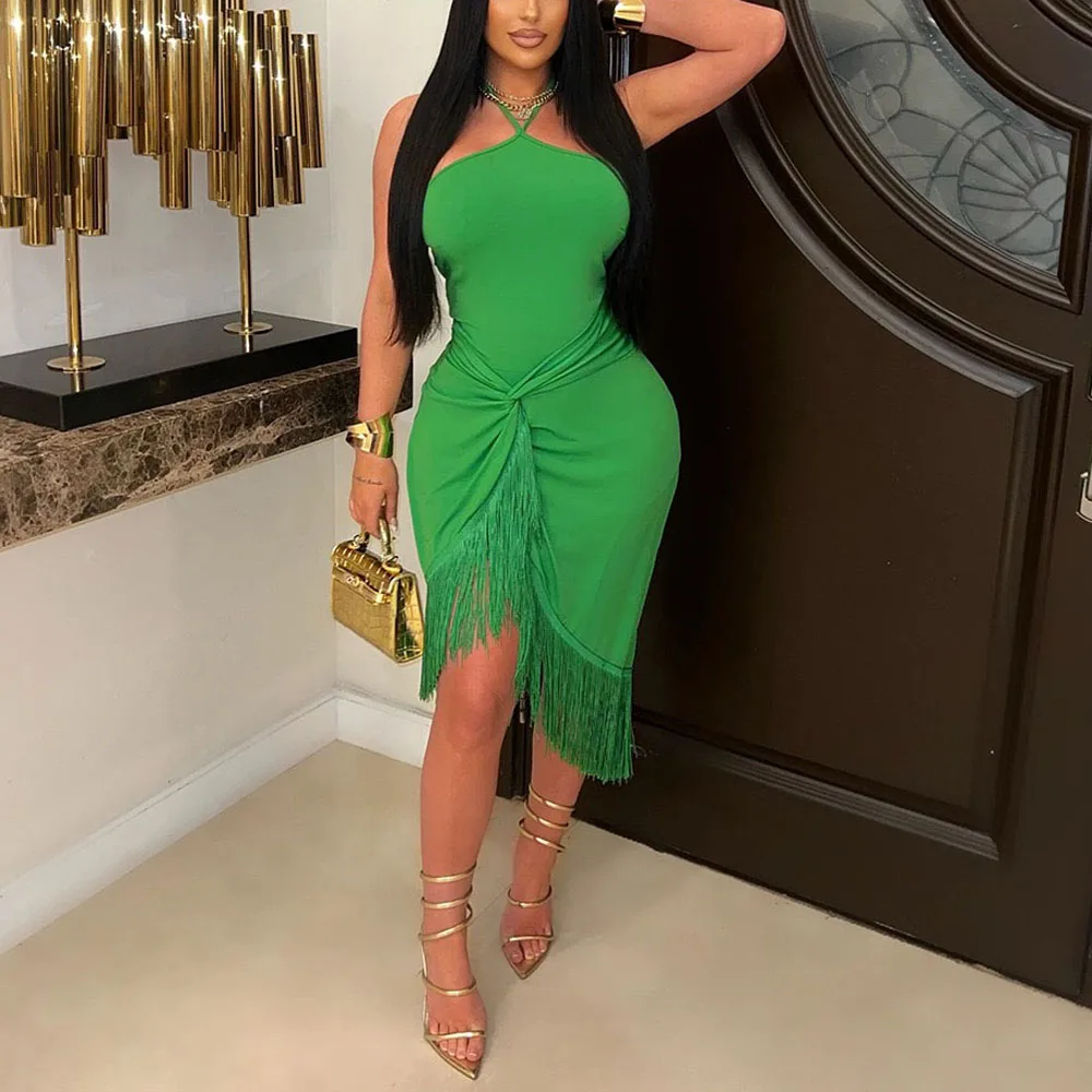 Sexy Evening Dresses Women Halter Backless Sheath Tassel Mid Calf Elegant Ladies Night Party Birthday Celebrate Dress 2025 New
Sexy Evening Dresses Women Halter Backless Sheath Tassel Mid Calf Elegant Ladies Night Party Birthday Celebrate Dress 2025 New
