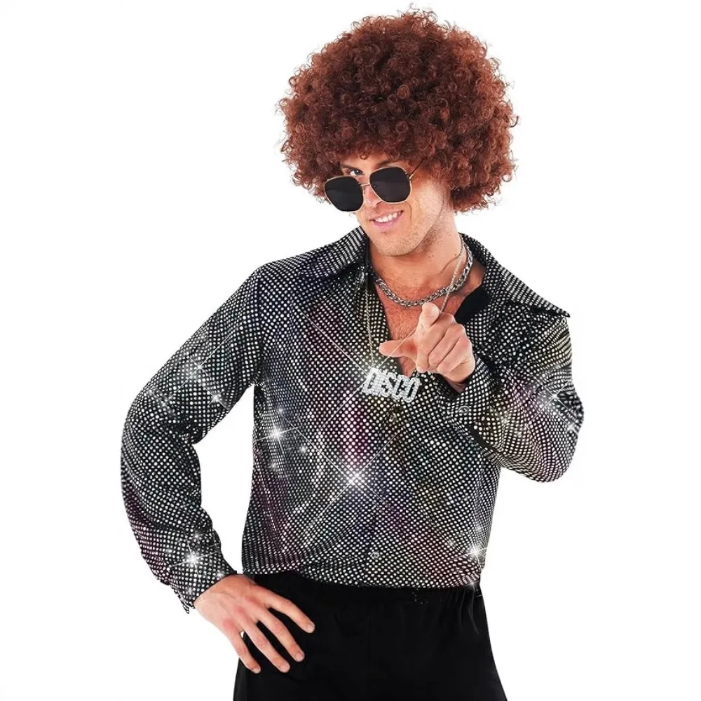 2025 New Men's Glitter Shirt Sparkling Sequined Long Sleeve Party Top for Disco Nightclub Stage
2025 New Men's Glitter Shirt Sparkling Sequined Long Sleeve Party Top for Disco Nightclub Stage