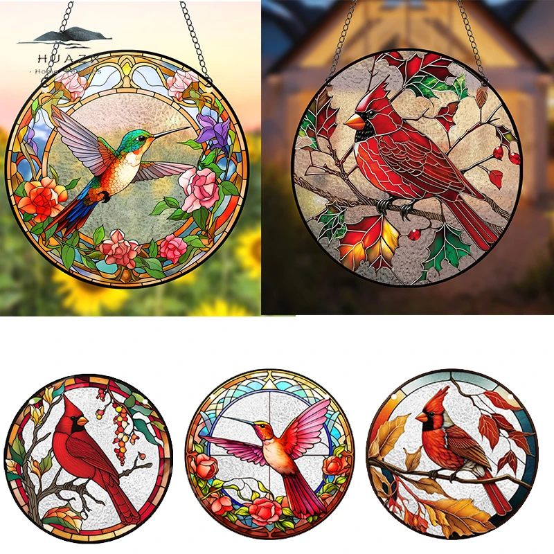 Glass Pattern Hummingbird Stained Window Hangings Decor Colorful Flower Suncatchers for Windows Birds Window Hangings with Chain
Glass Pattern Hummingbird Stained Window Hangings Decor Colorful Flower Suncatchers for Windows Birds Window Hangings with Chain
