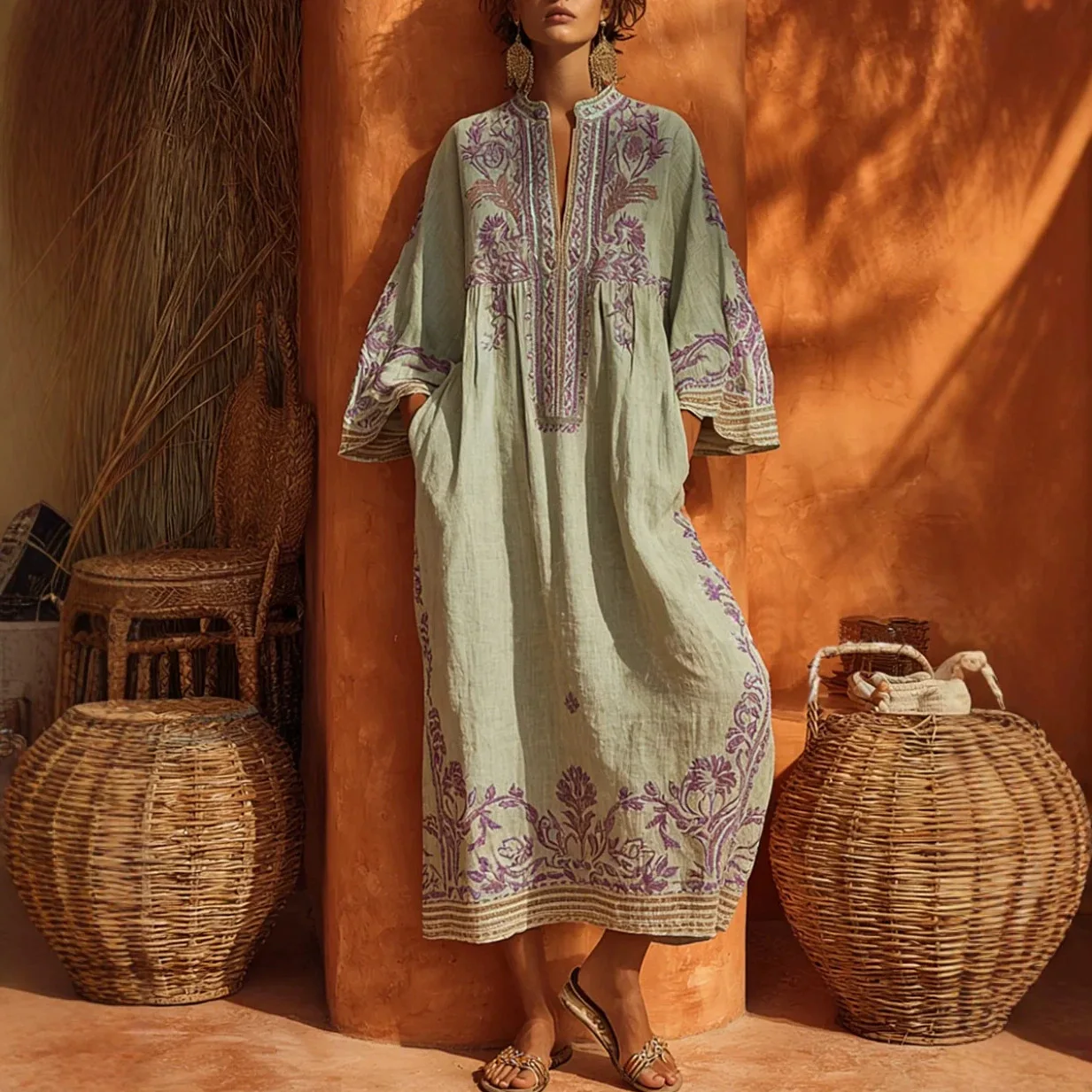 Bohemian Print Cotton Linen Maxi Dress Dresses Spring Summer Floral Boho Long Dress
Bohemian Print Cotton Linen Maxi Dress Dresses Spring Summer Floral Boho Long Dress
