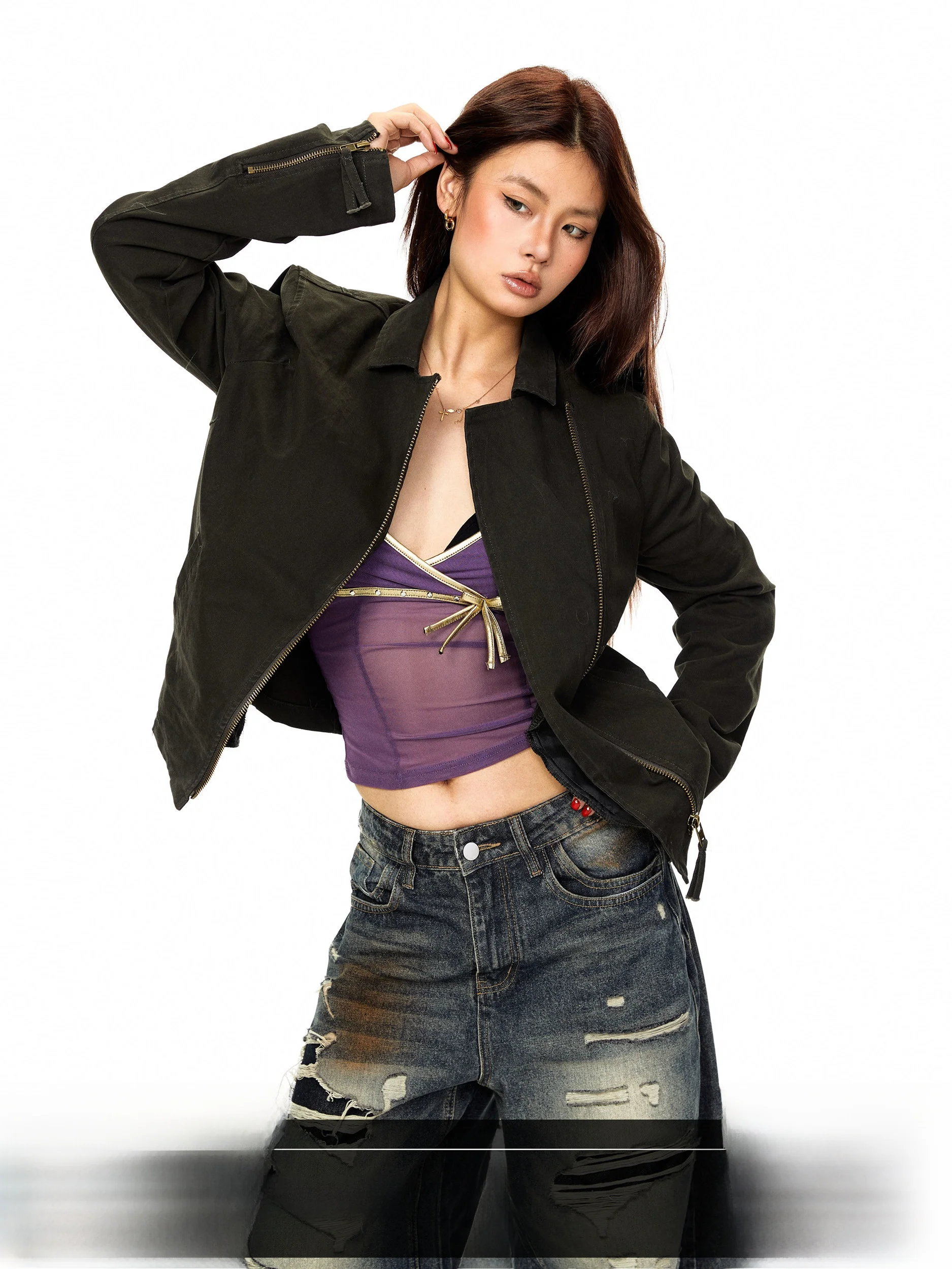 Slimming Effect American Style Zipper Short Jacket Women's Loose Street Style Casual Versatile Casual Windproof Cotton Coat
Slimming Effect American Style Zipper Short Jacket Women's Loose Street Style Casual Versatile Casual Windproof Cotton Coat