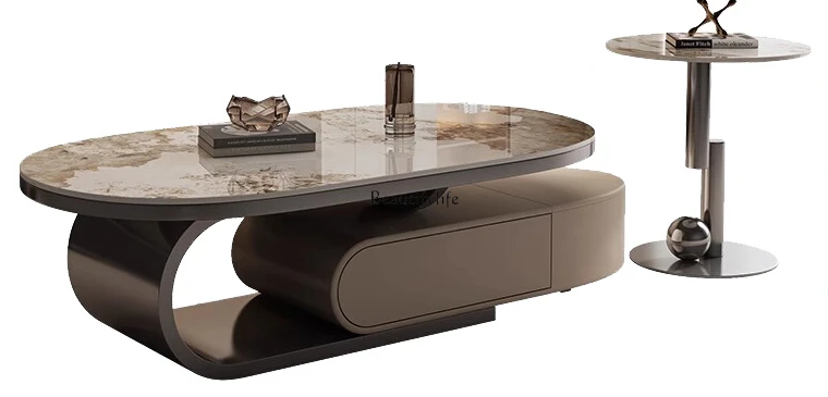 Rock slab light luxury coffee table modern simple household living room oval coffee table table
Rock slab light luxury coffee table modern simple household living room oval coffee table table