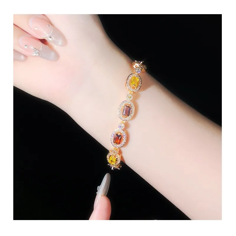 Exquisite Color Zircon Bracelet Women's Light Luxury Niche Temperament Design Sense Jewelry Live Broadcast Hot Sale New Models
Exquisite Color Zircon Bracelet Women's Light Luxury Niche Temperament Design Sense Jewelry Live Broadcast Hot Sale New Models