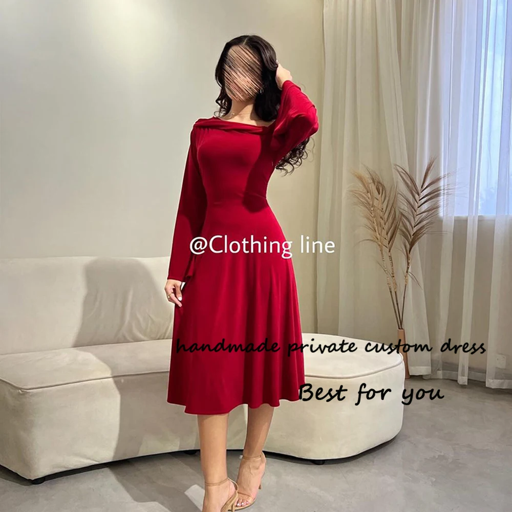 Red Mermaid Evening Dresses Long Sleeve Spandex Satin Formal Prom Dress Arabian Dubai Wedding Party Gown Tea Length
Red Mermaid Evening Dresses Long Sleeve Spandex Satin Formal Prom Dress Arabian Dubai Wedding Party Gown Tea Length