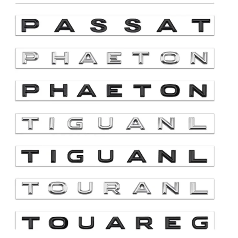 3D Sticker Car Tailgate Trunk Badge Decal For PHAETON PASSAT TIGUANL TOUAREG TOURANL Letter Nameplate Sticker Emblem
3D Sticker Car Tailgate Trunk Badge Decal For PHAETON PASSAT TIGUANL TOUAREG TOURANL Letter Nameplate Sticker Emblem