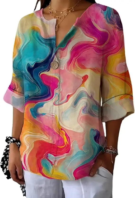 Womens Long Sleeve Boho Shirts Button V Neck Vintage Floral Tops Ladies Blouses Dressy Casual Graphic Shirt 2025 Spring
Womens Long Sleeve Boho Shirts Button V Neck Vintage Floral Tops Ladies Blouses Dressy Casual Graphic Shirt 2025 Spring