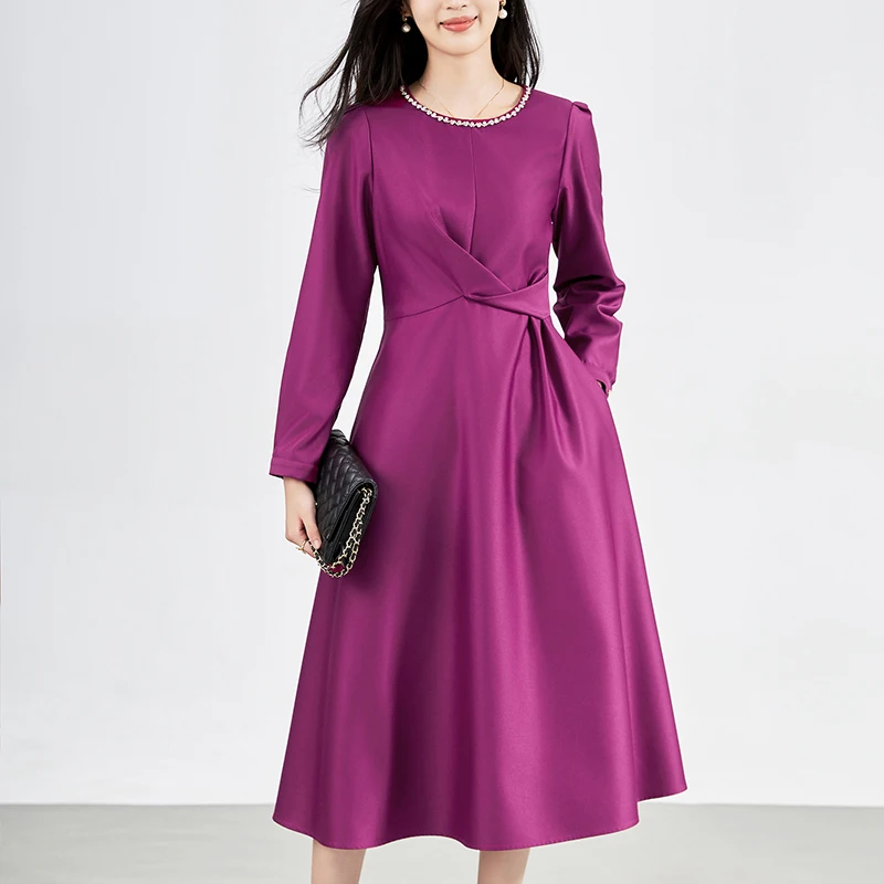 Elegant Fashion Dresses For Women Formal Occasions Party Dress Diamond O-neck Long Sleeve Women's Clothing Solid Long Dress
Elegant Fashion Dresses For Women Formal Occasions Party Dress Diamond O-neck Long Sleeve Women's Clothing Solid Long Dress